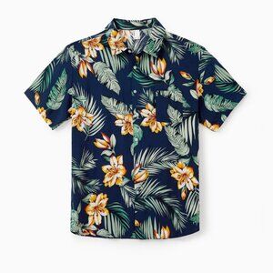 Men Tropical Floral Short-sleeve Shirt for Couple Summer Beach M, L, XL, XXL